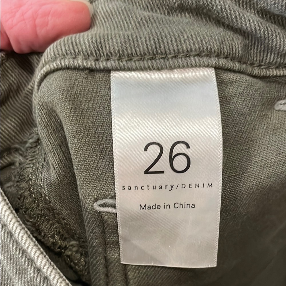 Sanctuary The Marine Olive Wide Leg Crop Jeans - Size 26 - Picture 5 of 9